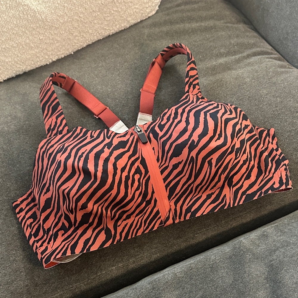 Victoria's Secret Brown and Black Zebra Sports Bra - VSX Knockout Front-Close